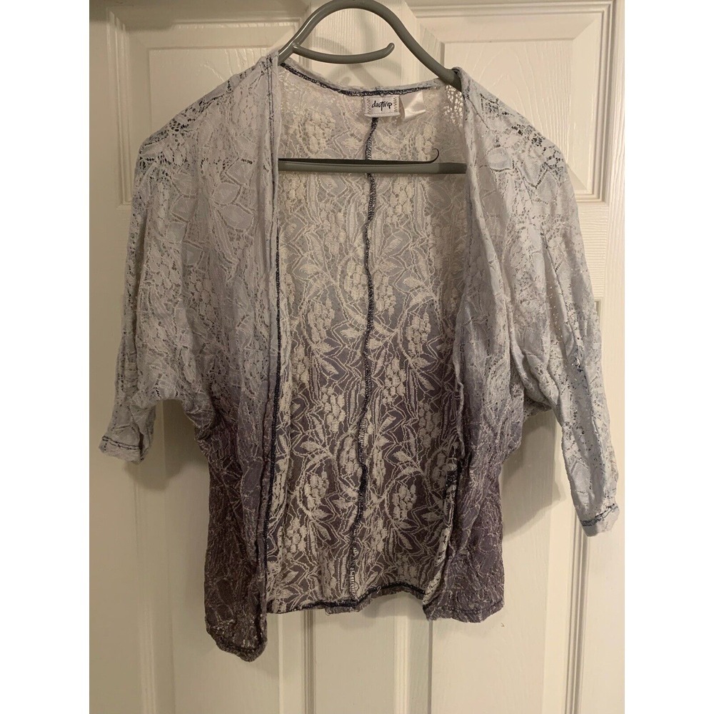 Daytrip Women's S‎ 3/4 Sleeve Lace Cardigan Blue Gray